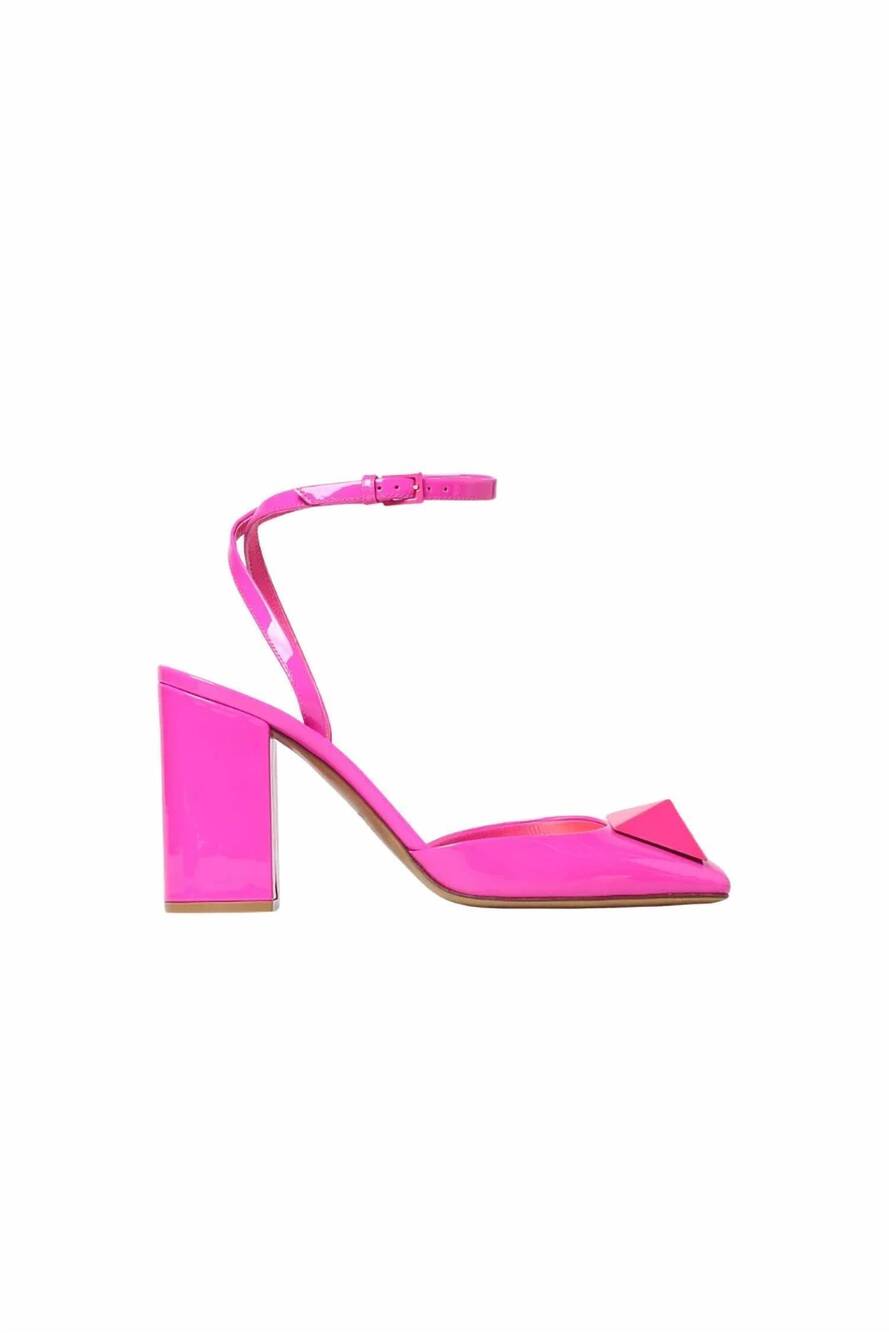 NEW VALENTINO GARAVANI women's one stud 90mm patent leather pumps heel in pink